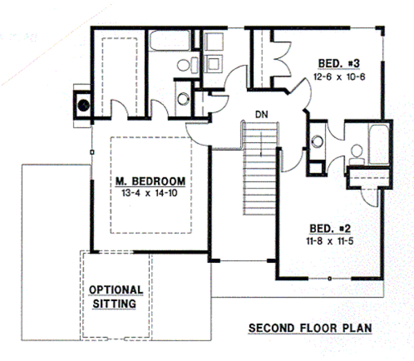 Traditional Floor Plan - Upper Floor Plan #67-469