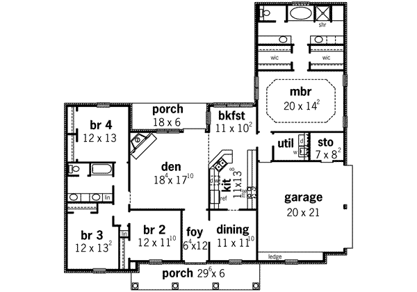 Southern Floor Plan - Main Floor Plan #16-306