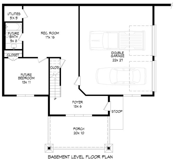 Country Floor Plan - Lower Floor Plan #932-383
