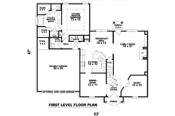 Floor Plan - Main Floor for European House Plan #81-13681 - 4 bed, 2.5 bath