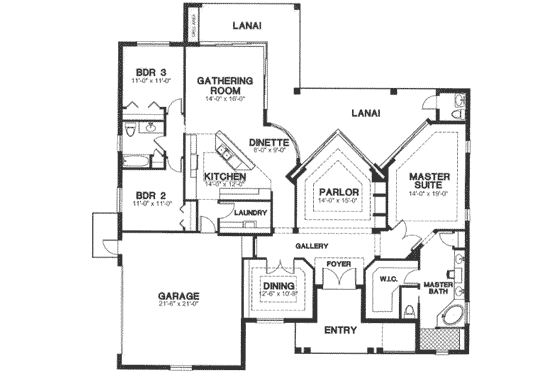 Floor Plan - Main Floor for European House Plan #115-176 - 3 bed, 2 bath