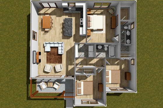 Floor Plan - Main Floor 1 for Cottage House Plan #513-2341 - 3 bed, 2 bath