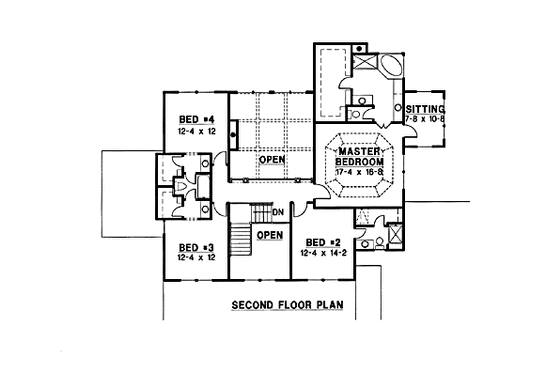 Floor Plan - Upper Floor for Modern House Plan #67-173 - 4 bed, 4 bath
