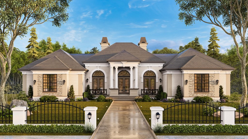 Exterior - Front Elevation 2 for European House Plan #119-322 - 4 bed, 3 bath