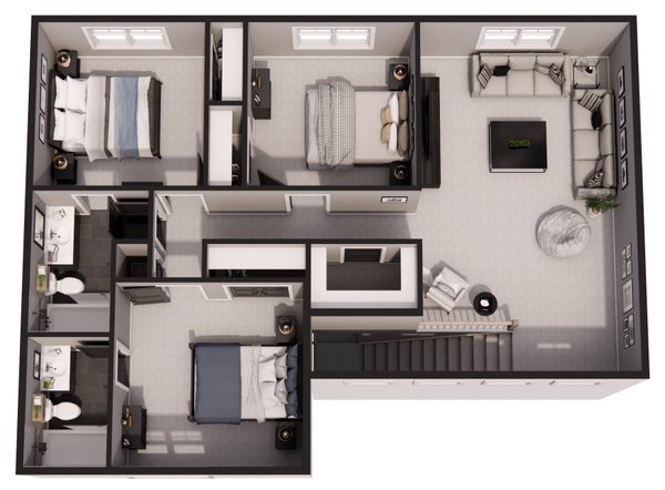 Bungalow Floor Plan - Upper Floor Plan #51-1372