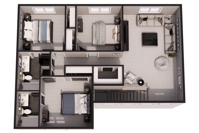Architectural House Design - Floor Plan - Upper Floor 1 for Bungalow House Plan #51-1372 - 4 bed, 3.5 bath