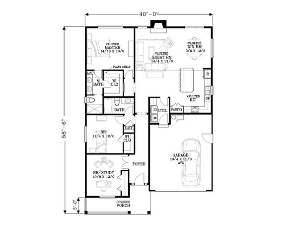 Craftsman Floor Plan - Main Floor Plan #53-549