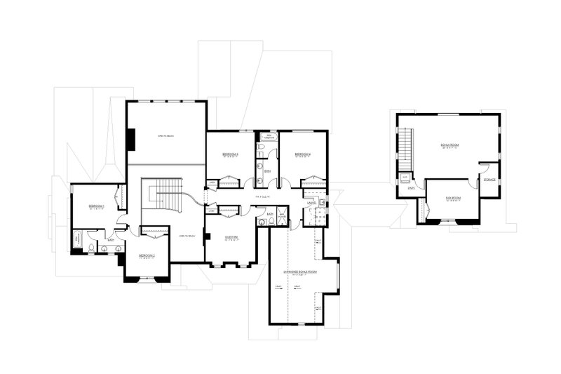 House Blueprint - Floor Plan - Upper Floor for European House Plan #1114-19 - 6 bed, 4.5 bath