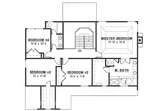 Floor Plan - Upper Floor for Traditional House Plan #67-512 - 4 bed, 2.5 bath