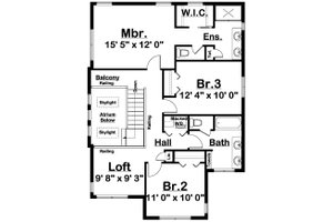 Floor Plan - Upper Floor for Contemporary House Plan #126-226 - 3 bed, 2 bath