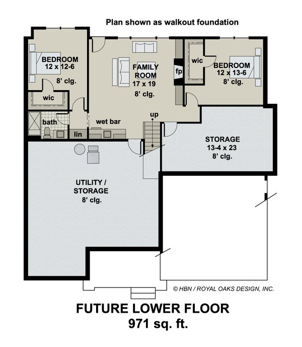 Craftsman Floor Plan - Lower Floor Plan #51-1184