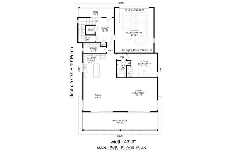 House Blueprint - Floor Plan - Main Floor for Contemporary House Plan #932-1401 - 4 bed, 5 bath