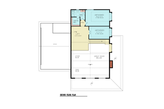 Floor Plan - Upper Floor for Farmhouse House Plan #54-687 - 3 bed, 2.5 bath