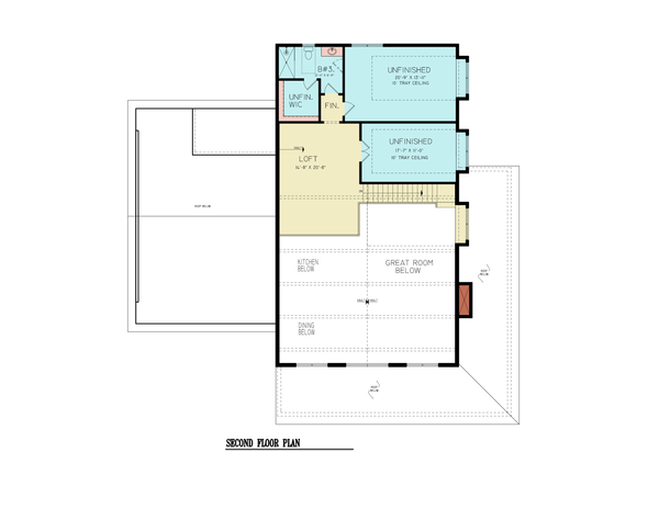 House Blueprint - Floor Plan - Upper Floor for Farmhouse House Plan #54-687 - 3 bed, 2.5 bath