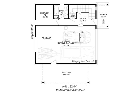 Floor Plan - Main Floor for Contemporary House Plan #932-705 - 2 bed, 2 bath