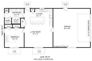 Floor Plan - Main Floor for Country House Plan #932-609 - 1 bed, 1 bath