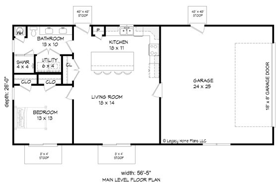 Floor Plan - Main Floor for Country House Plan #932-609 - 1 bed, 1 bath