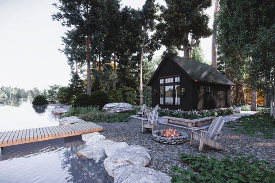 Exterior - Rear Elevation 2 for Farmhouse House Plan #1094-11, 1 bath