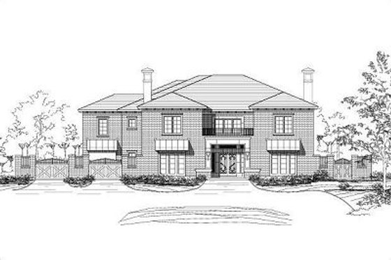 Exterior - Front Elevation for European House Plan #411-625 - 5 bed, 5.5 bath