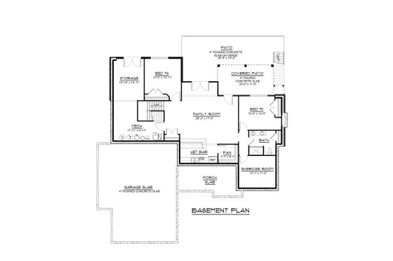 Floor Plan - Lower Floor for Barndominium House Plan #1064-281 - 2 bed, 2 bath