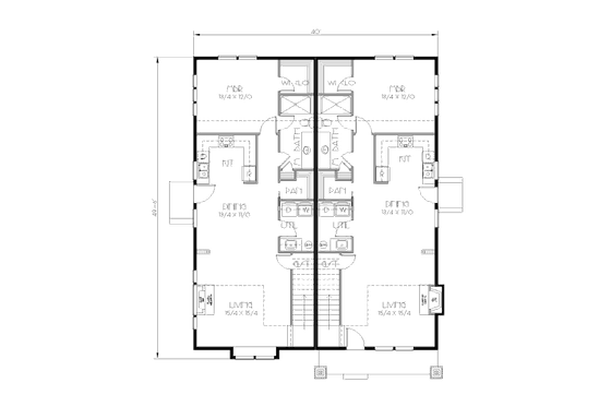 Floor Plan - Main Floor for Bungalow House Plan #423-4 - 3 bed, 2 bath