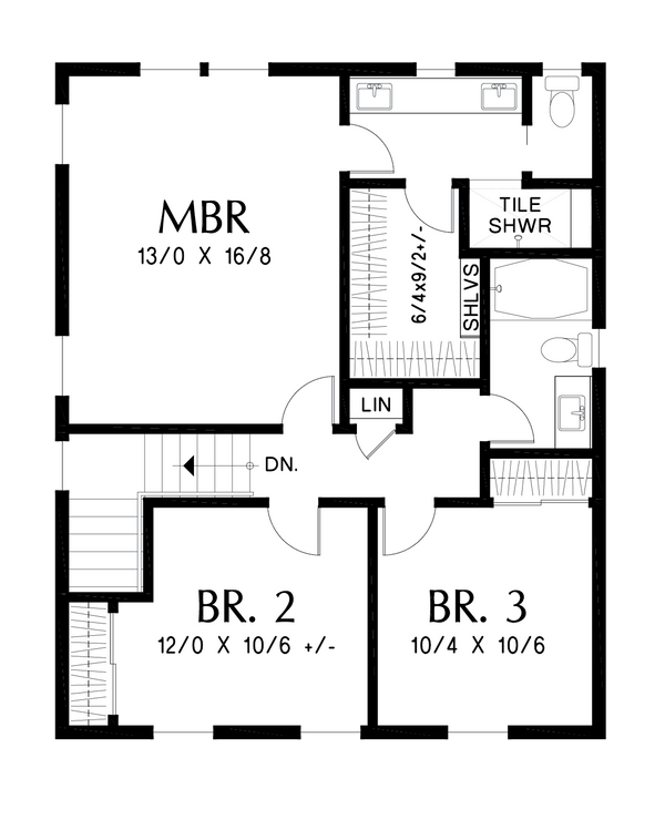 Farmhouse Floor Plan - Upper Floor Plan #48-1054