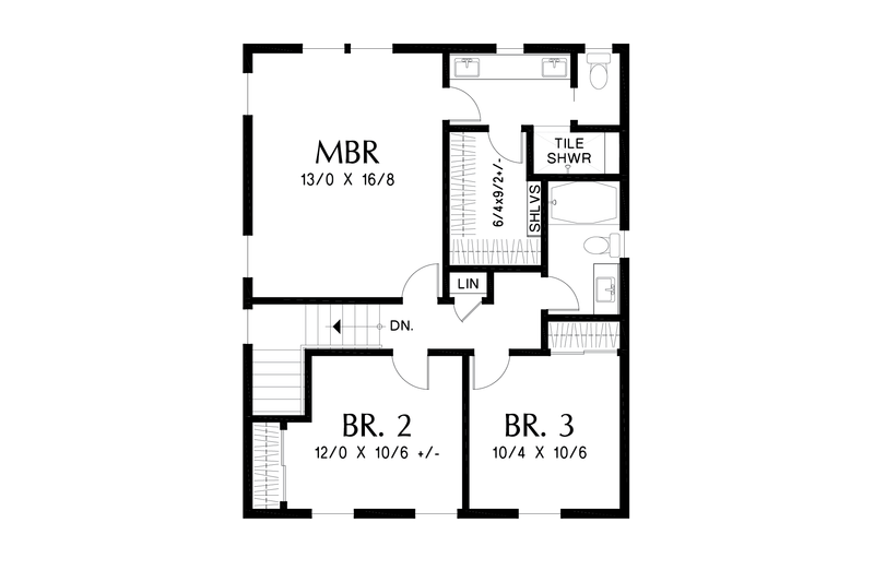 Dream House Plan - Floor Plan - Upper Floor for Farmhouse House Plan #48-1054 - 3 bed, 2.5 bath