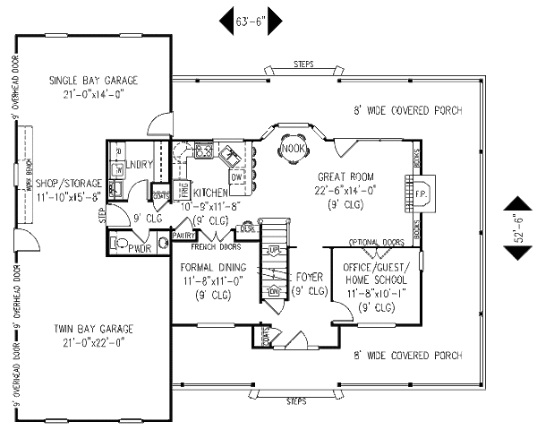 Architectural House Design - Farmhouse Floor Plan - Main Floor Plan #11-119