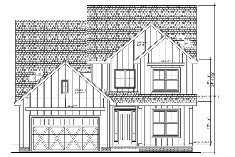 House Blueprint - Exterior - Front Elevation 4 for Modern House Plan #20-2487 - 4 bed, 3.5 bath