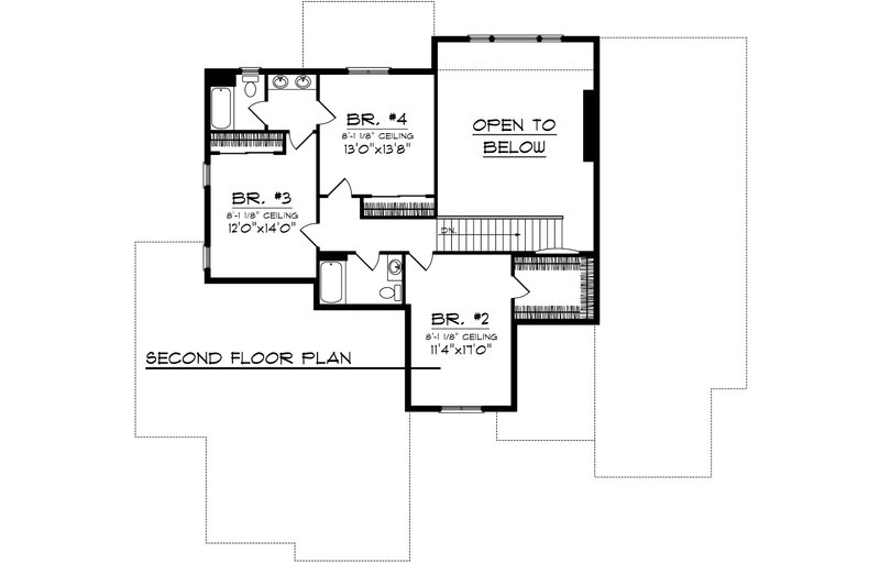 Home Plan - Floor Plan - Upper Floor for Traditional House Plan #70-1107 - 4 bed, 3.5 bath