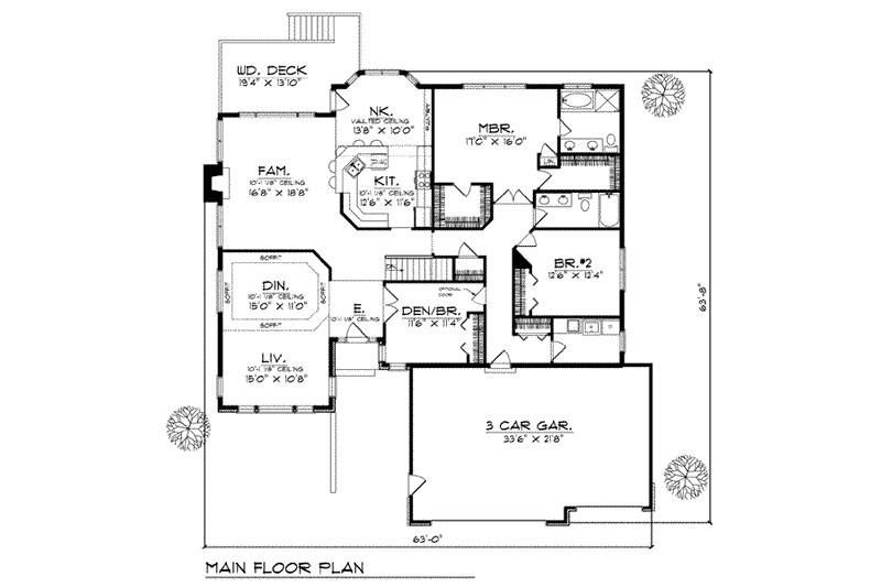 Architectural House Design - Floor Plan - Main Floor for European House Plan #70-763 - 4 bed, 3 bath