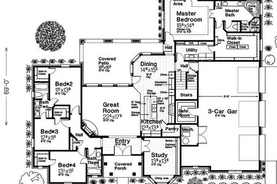 Floor Plan - Main Floor for European House Plan #310-1279 - 4 bed, 3 bath