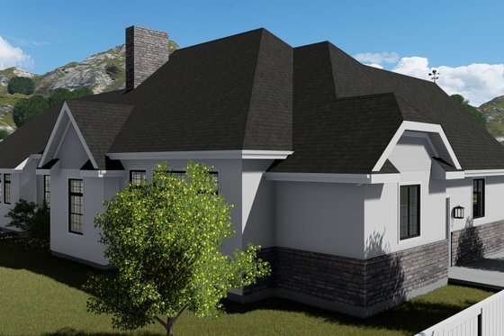 Exterior - Rear Elevation 1 for European House Plan #1060-75 - 3 bed, 3.5 bath