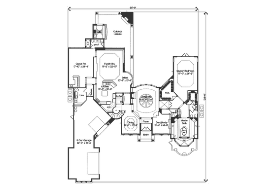 Floor Plan - Main Floor for Mediterranean House Plan #135-160 - 5 bed, 5 bath