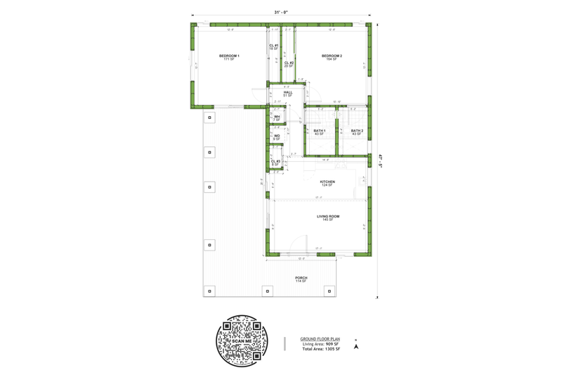 Home Plan - Floor Plan - Main Floor for Traditional House Plan #1106-31 - 2 bed, 2 bath
