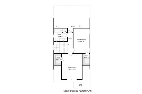 Floor Plan - Upper Floor for Bungalow House Plan #932-6 - 3 bed, 2.5 bath