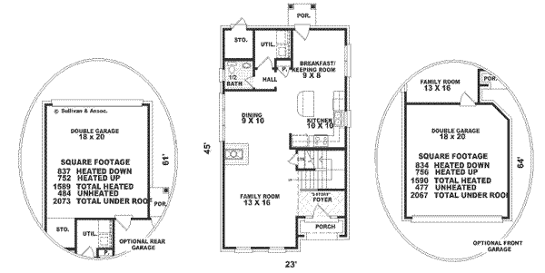 Floor Plan - Main Floor for European House Plan #81-155 - 3 bed, 2.5 bath