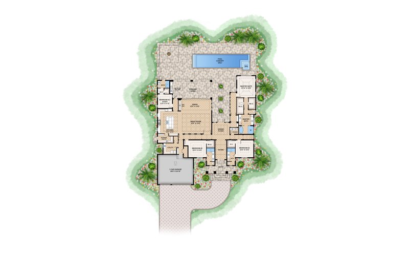 Home Plan - Floor Plan - Main Floor for European House Plan #1083-5 - 4 bed, 4.5 bath