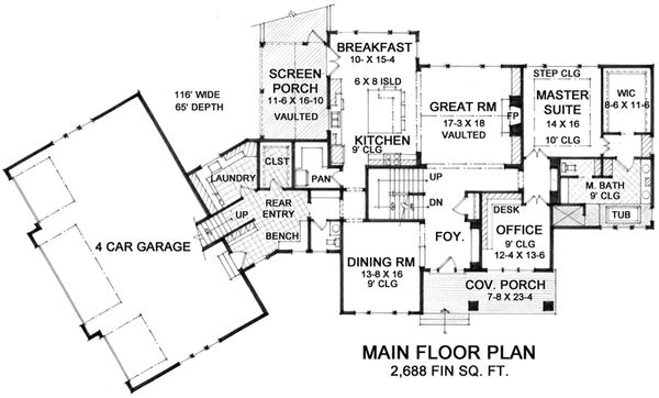 Craftsman Floor Plan - Main Floor Plan #51-560
