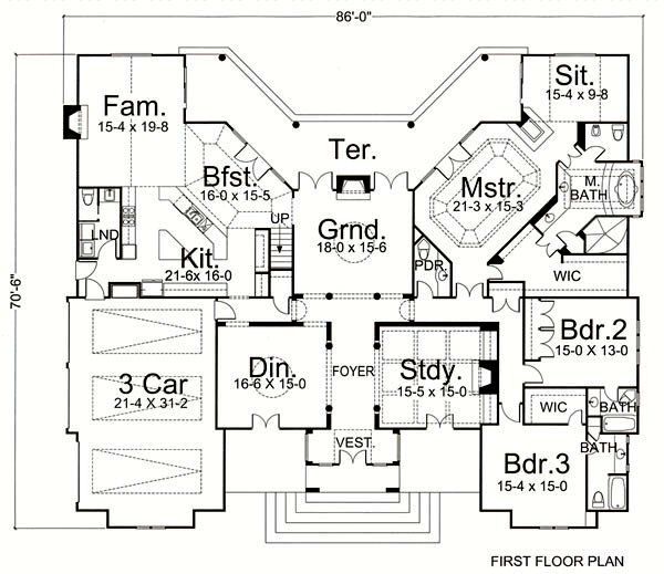 Dream House Plan - European Floor Plan - Main Floor Plan #119-106