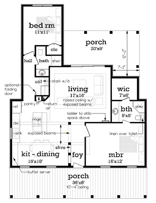 House Plan Design - Cottage Floor Plan - Main Floor Plan #45-610