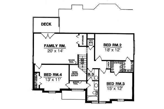Floor Plan - Upper Floor for Traditional House Plan #40-216 - 4 bed, 2.5 bath