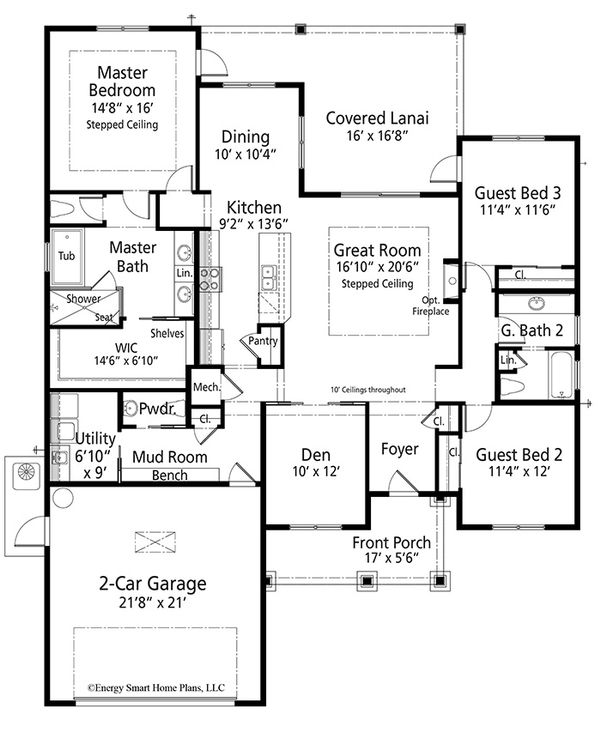Craftsman Floor Plan - Main Floor Plan #938-100