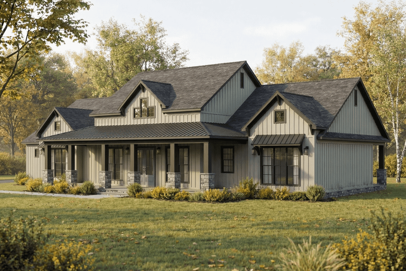 Architectural House Design - Exterior - Other Elevation 1 for Farmhouse House Plan #923-458 - 3 bed, 3.5 bath