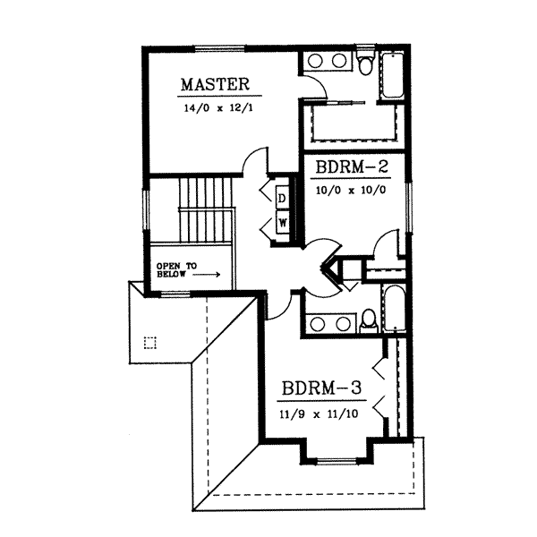 Traditional Floor Plan - Upper Floor Plan #94-203