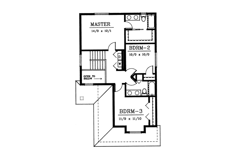 Dream House Plan - Floor Plan - Upper Floor for Traditional House Plan #94-203 - 3 bed, 2.5 bath