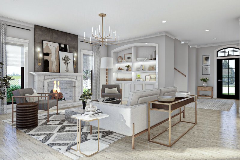 Architectural House Design - Interior - Family Room 1 for European House Plan #455-177 - 3 bed, 2.5 bath