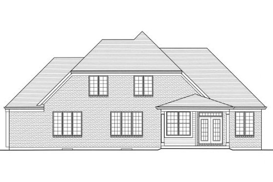 Exterior - Rear Elevation for European House Plan #46-515 - 4 bed, 2.5 bath
