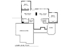 Floor Plan - Lower Floor for Traditional House Plan #70-292 - 3 bed, 2.5 bath