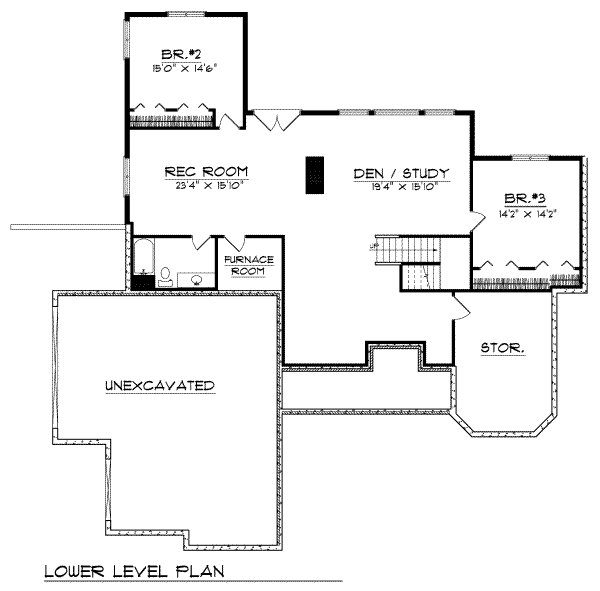 Home Plan - Traditional Floor Plan - Lower Floor Plan #70-292